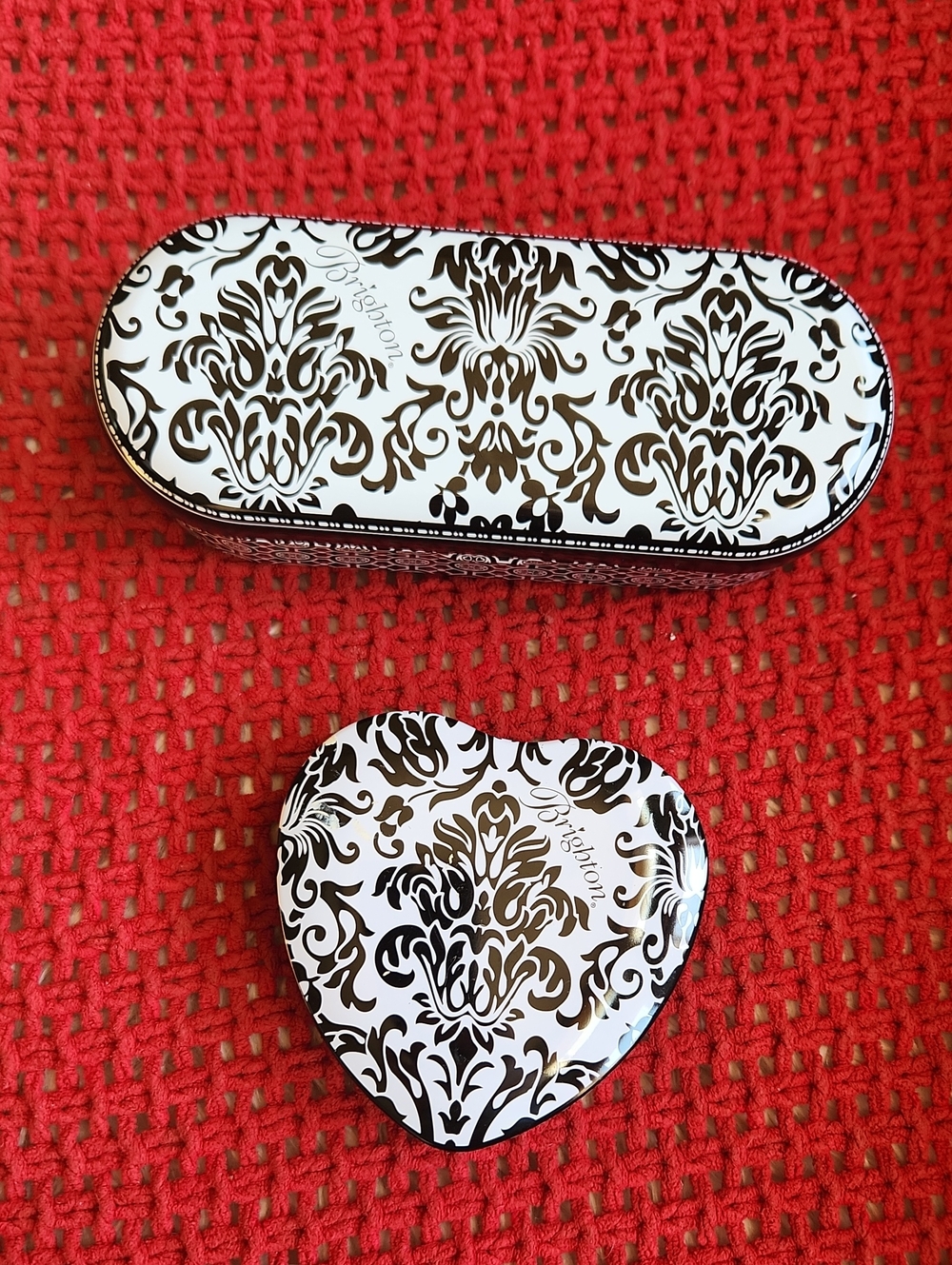 Brighton Black and White Damask Eyewear Case with Heart Trinket Box Set